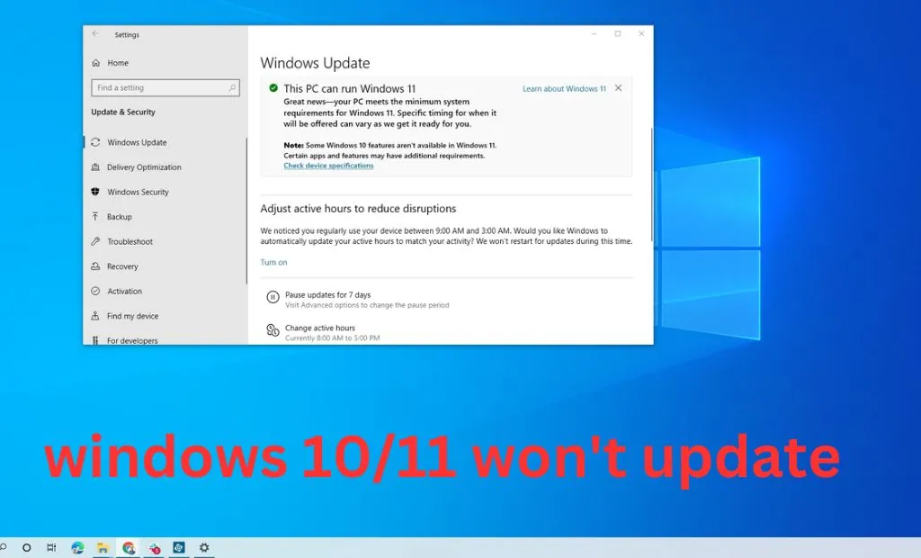 windows 10 won't update