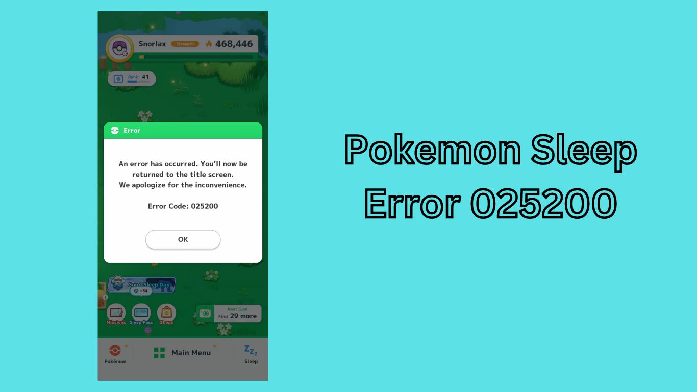 Pokemon Sleep Error 025200